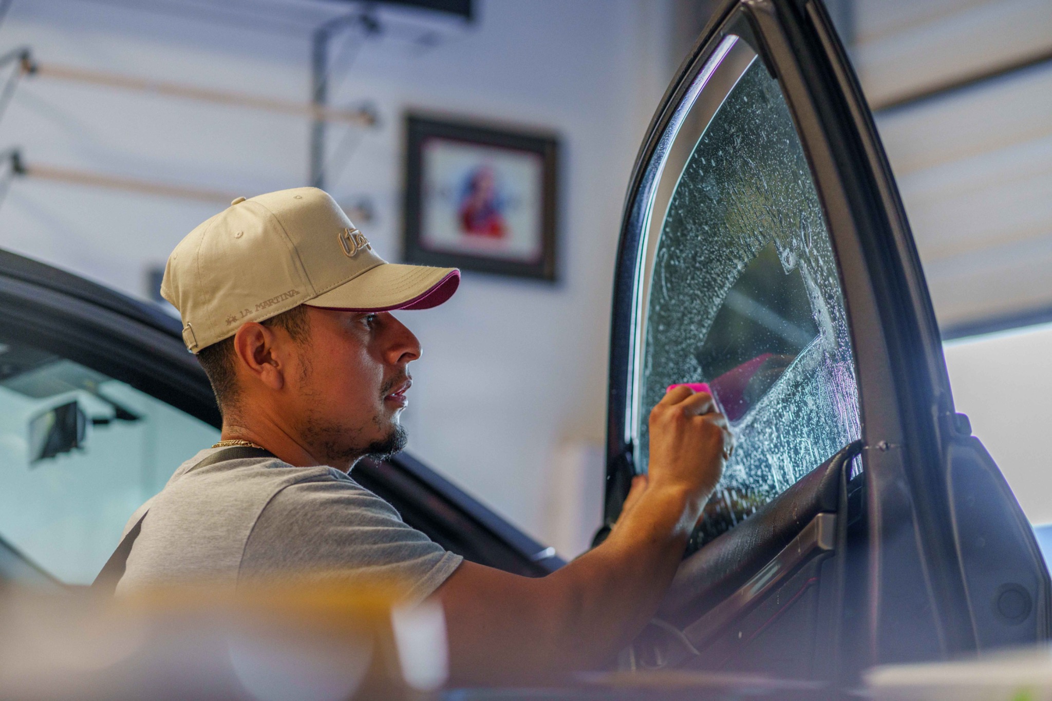 Professional window tint installation at Specialized Automotive